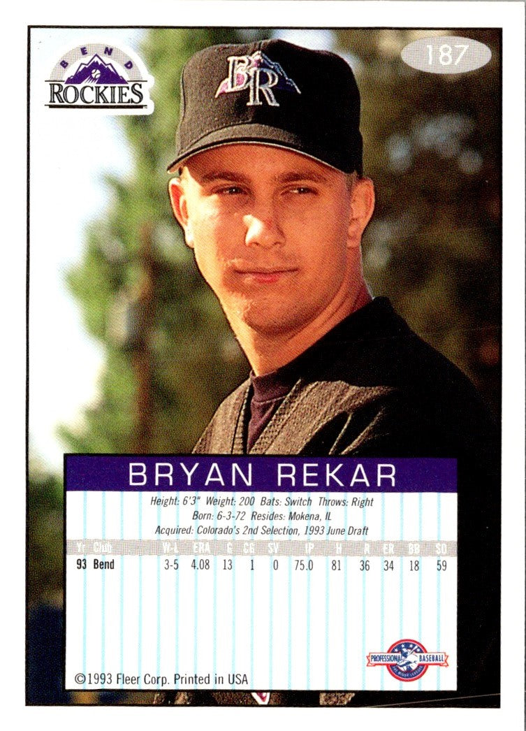 1993 Fleer Excel Bryan Rekar