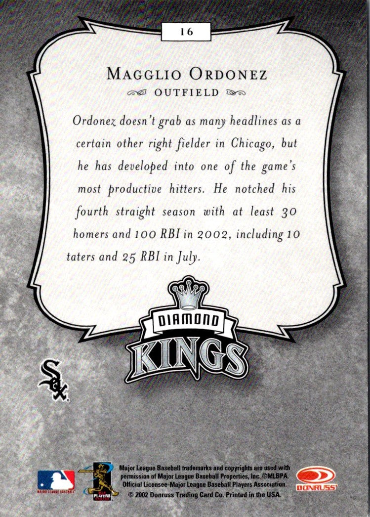 2002 Donruss Diamond Kings Magglio Ordonez