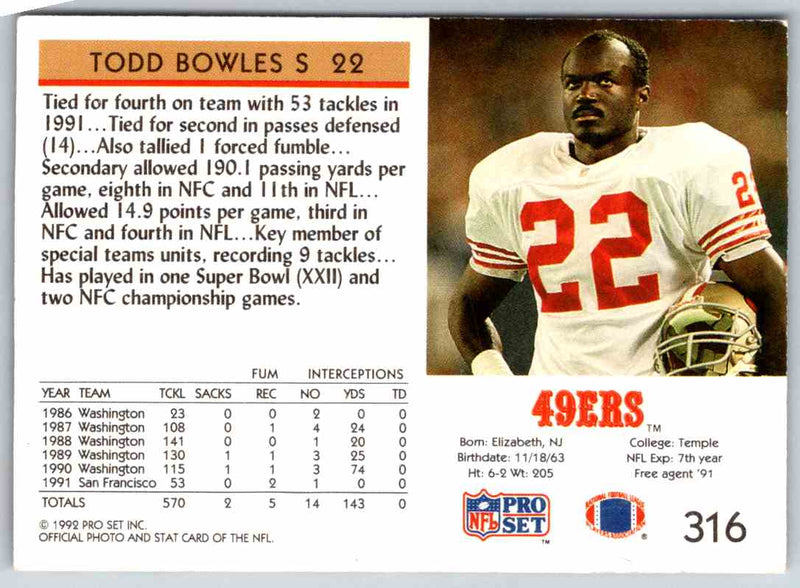 1992 Proset Todd Bowles