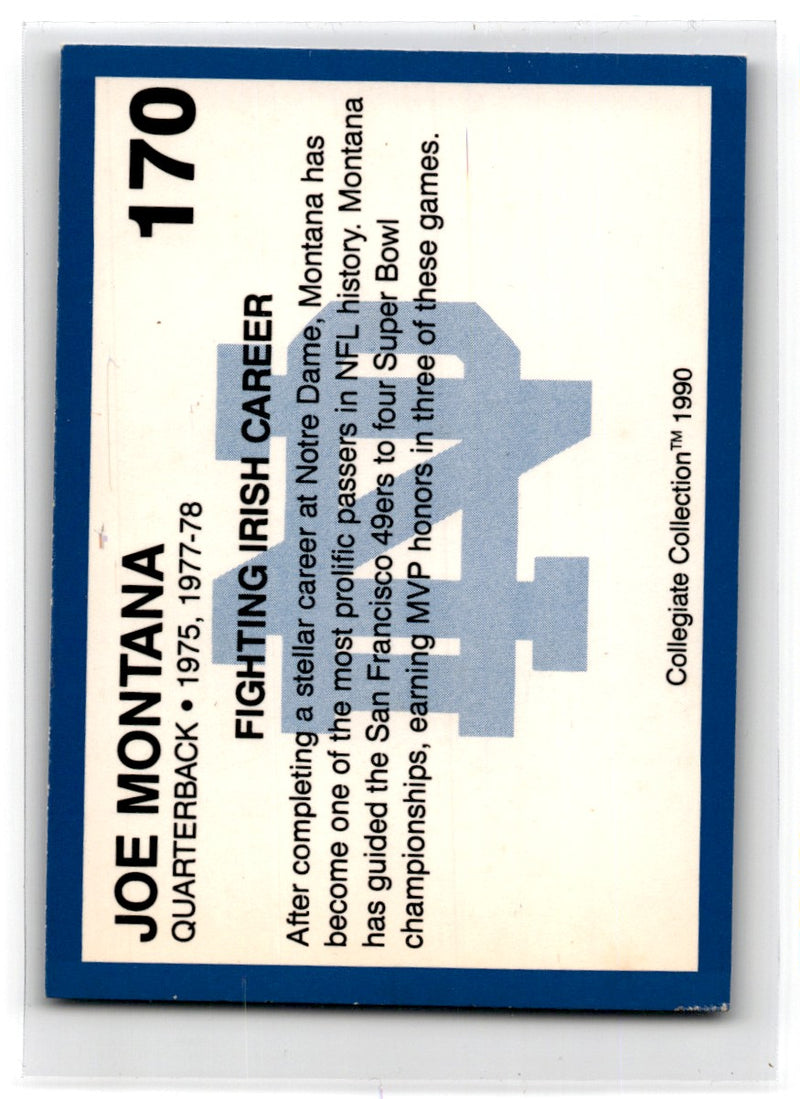 1990 Collegiate Collection Notre Dame Joe Montana