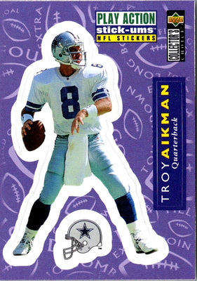 1996 Collector's Choice Update Play Action Stick-Ums Troy Aikman #S6