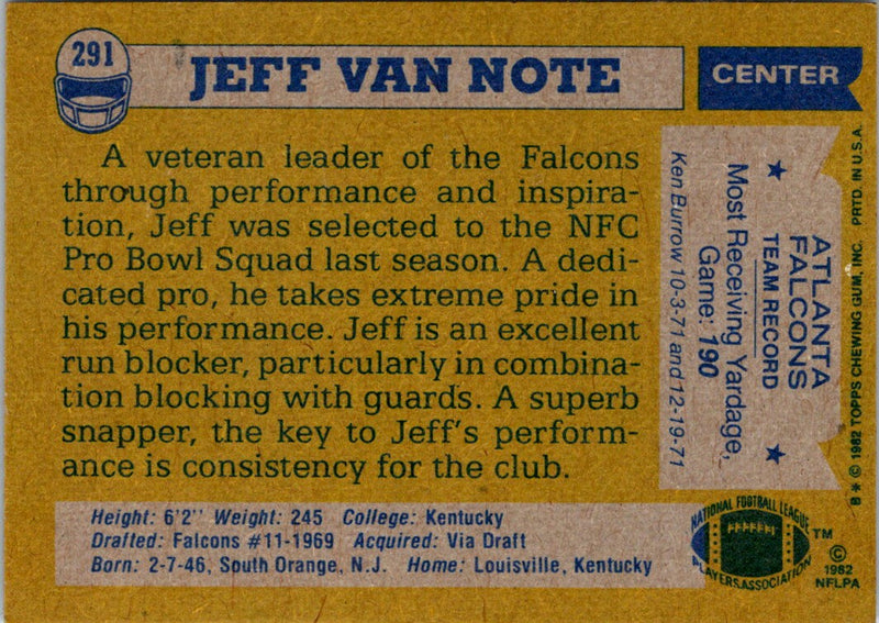 1982 Topps Jeff Van Note