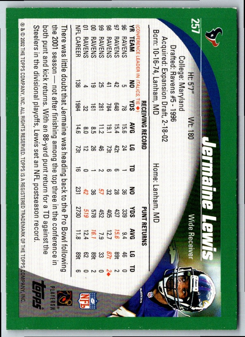 2002 Topps Jermaine Lewis