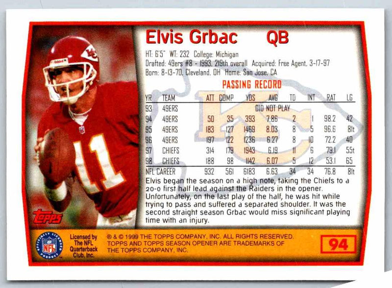 1999 Topps Elvis Grbac