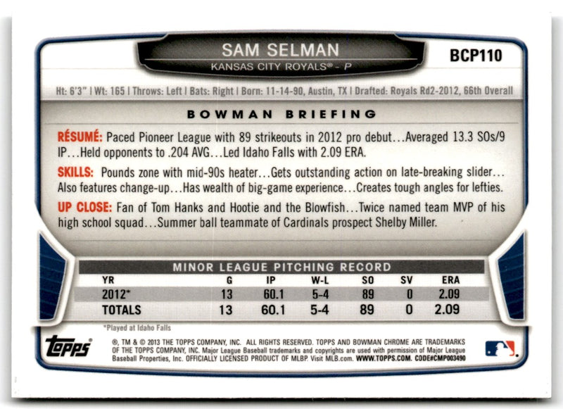 2013 Bowman Chrome Prospects Sam Selman