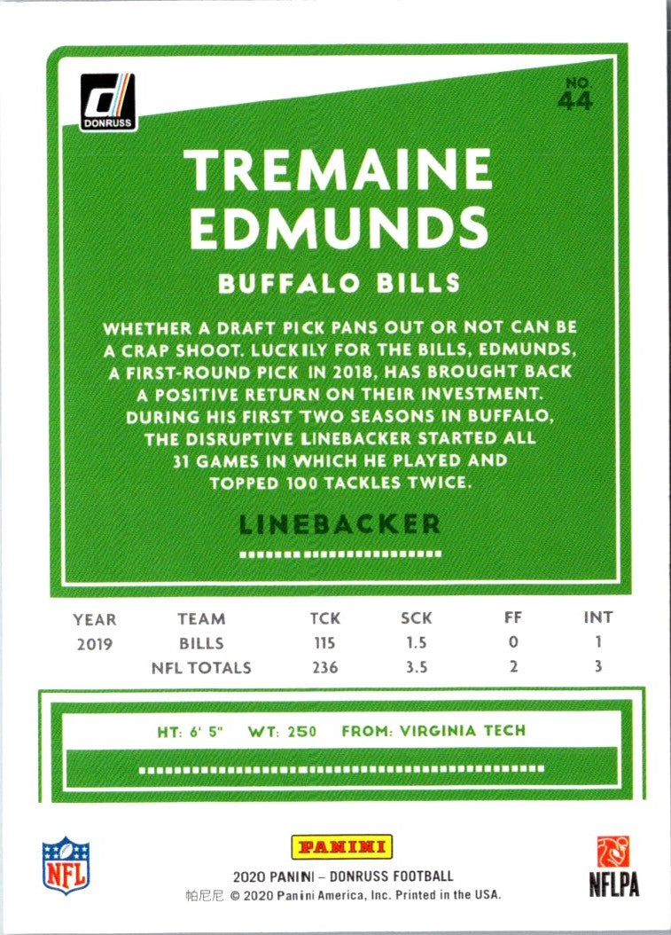 2020 Donruss Tremaine Edmunds