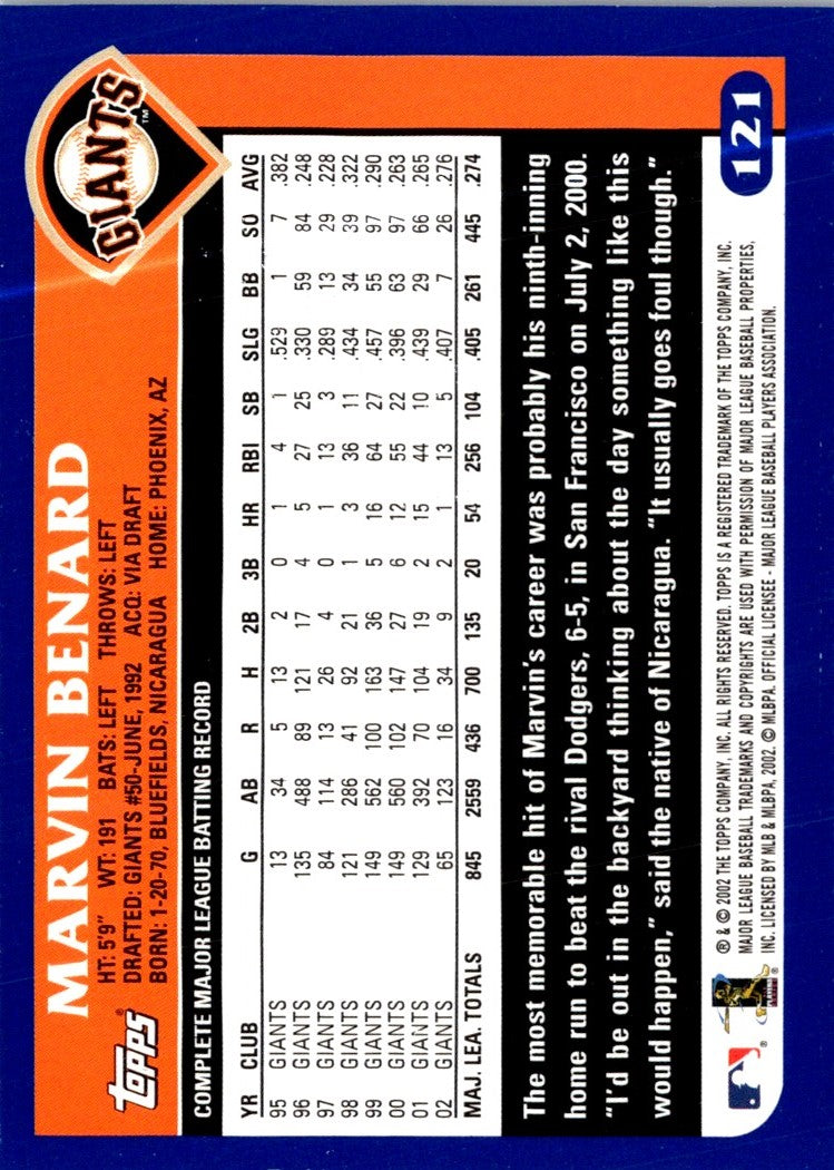 2003 Topps Marvin Benard