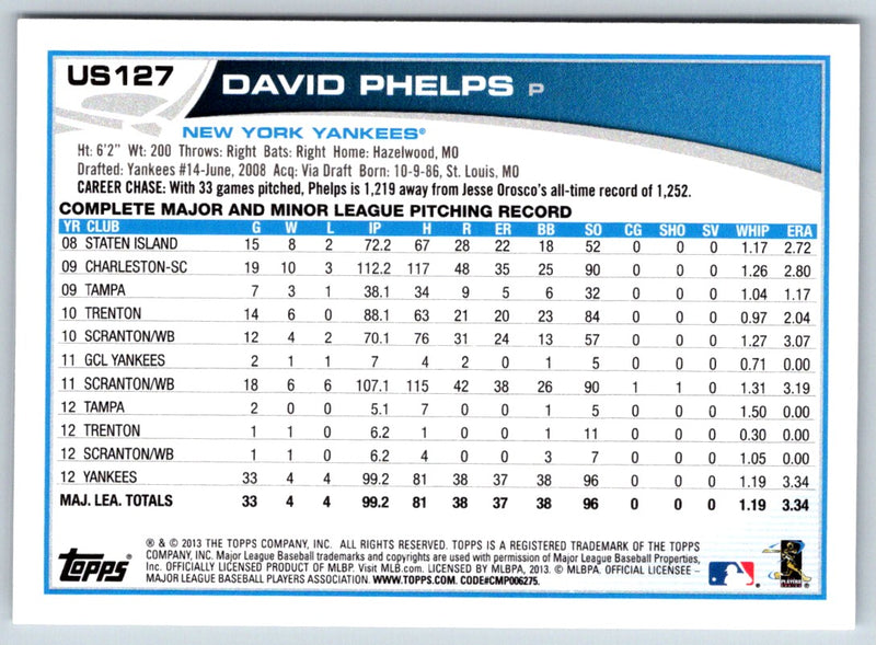 2013 Topps Update David Phelps