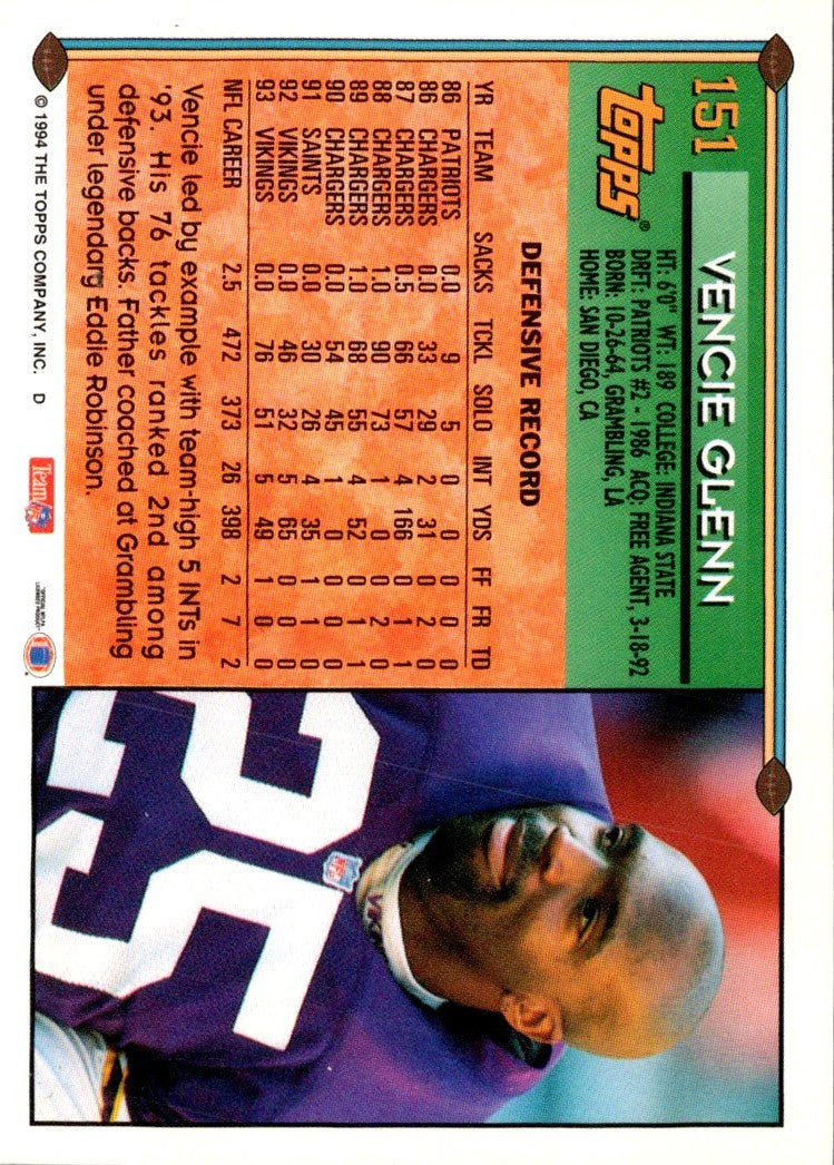 1994 Topps Vencie Glenn