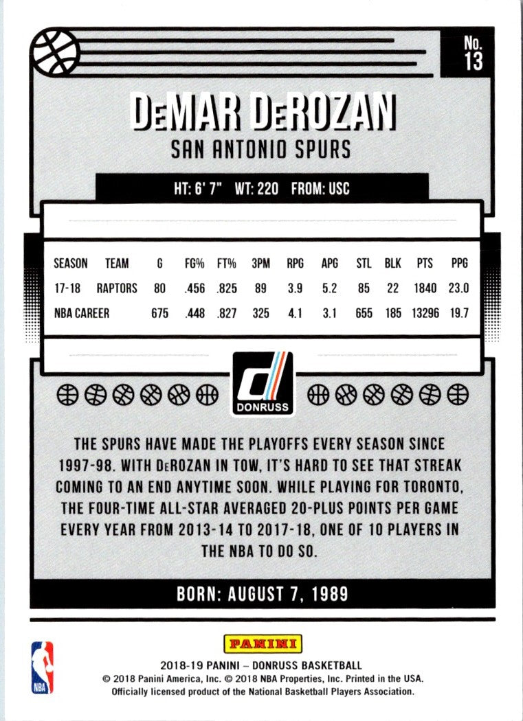 2018 Donruss DeMar DeRozan