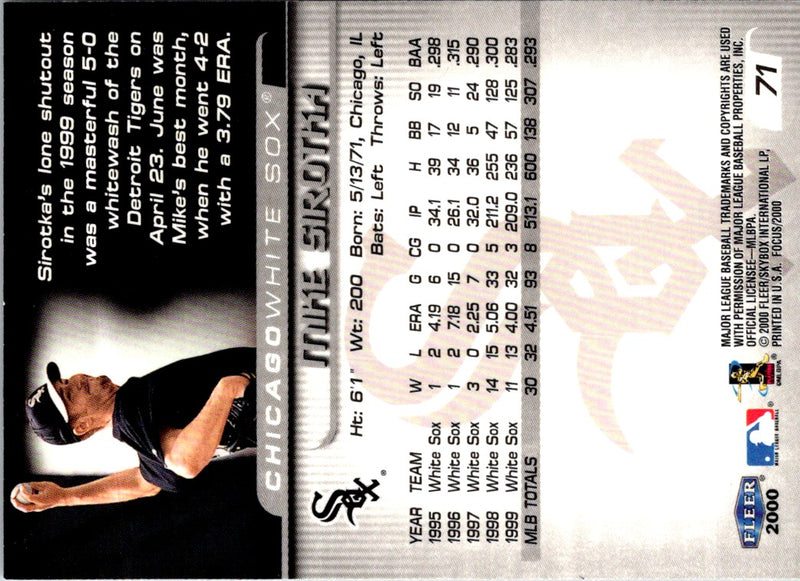 2000 Fleer Focus Mike Sirotka