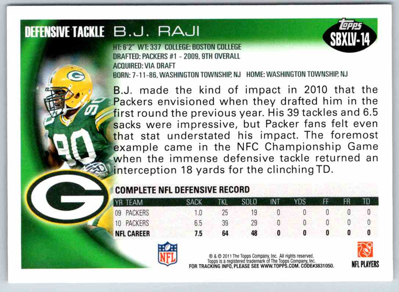2011 Topps Football B.J. Raji