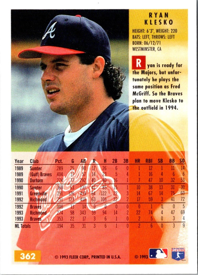 1994 Fleer Ryan Klesko