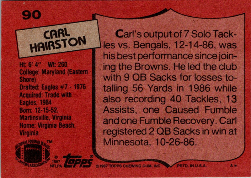 1987 Topps Carl Hairston