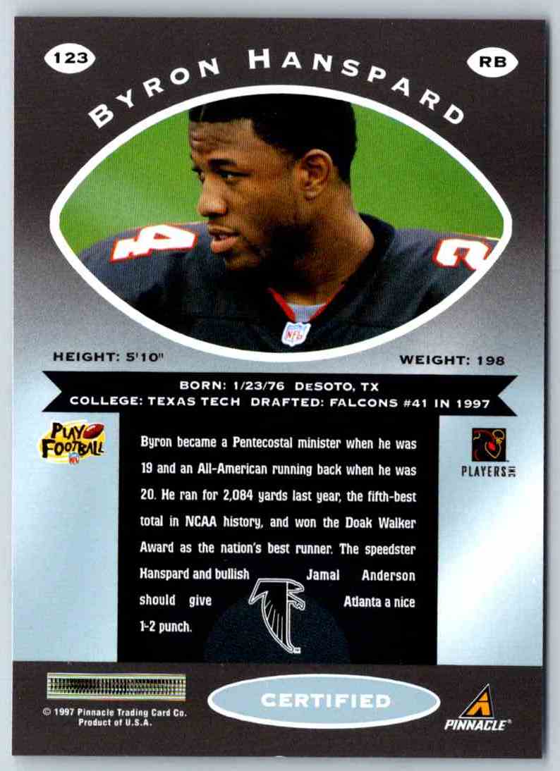 1997 Pinnacle Certified NFL Byron Hanspard