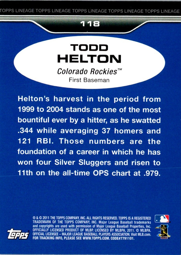 2011 Topps Lineage Todd Helton