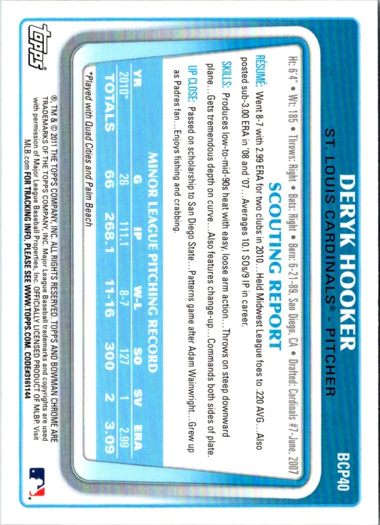 2011 Bowman Chrome Prospects Deryk Hooker