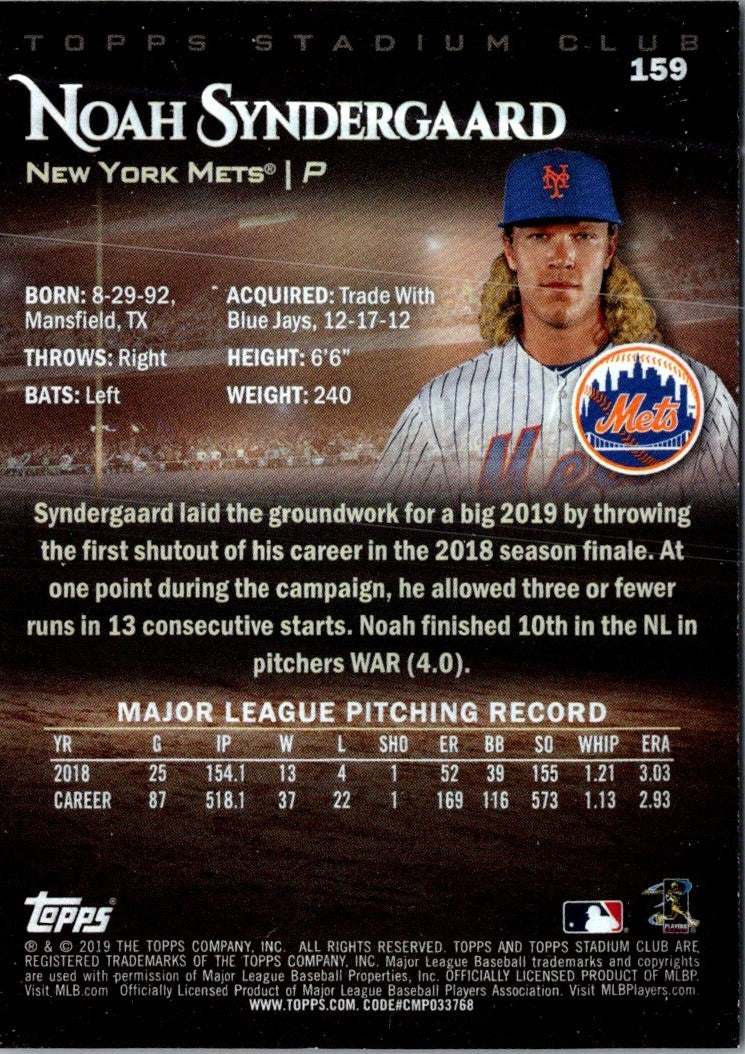 2019 Stadium Club Noah Syndergaard