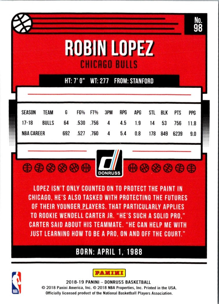 2018 Donruss Robin Lopez