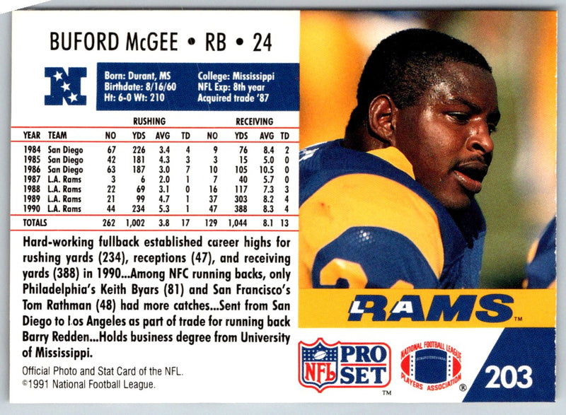 1991 Pro Set Buford McGee