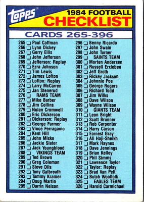 1984 Topps Checklist 265-396 #396