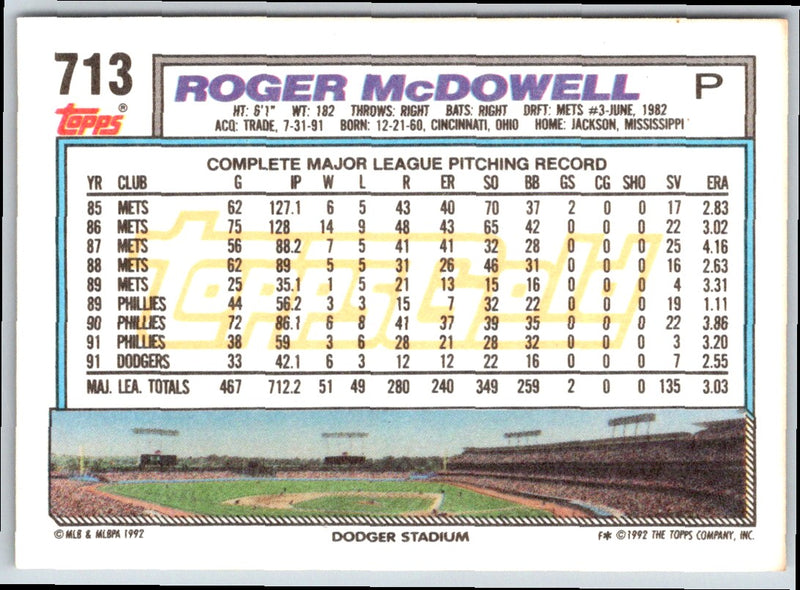 1992 Topps Roger McDowell