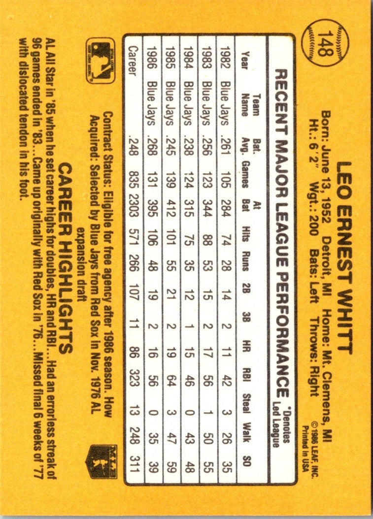 1987 Donruss Ernie Whitt