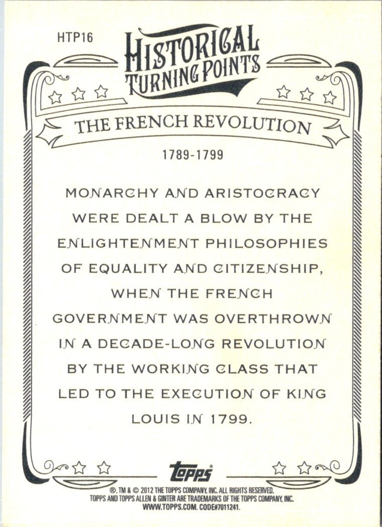 2012 Topps Allen & Ginter Historical Turning Points The French Revolution
