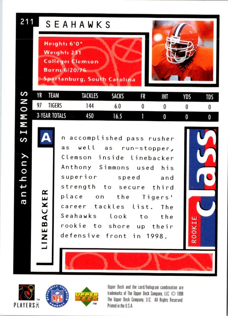 1998 UD Choice Anthony Simmons