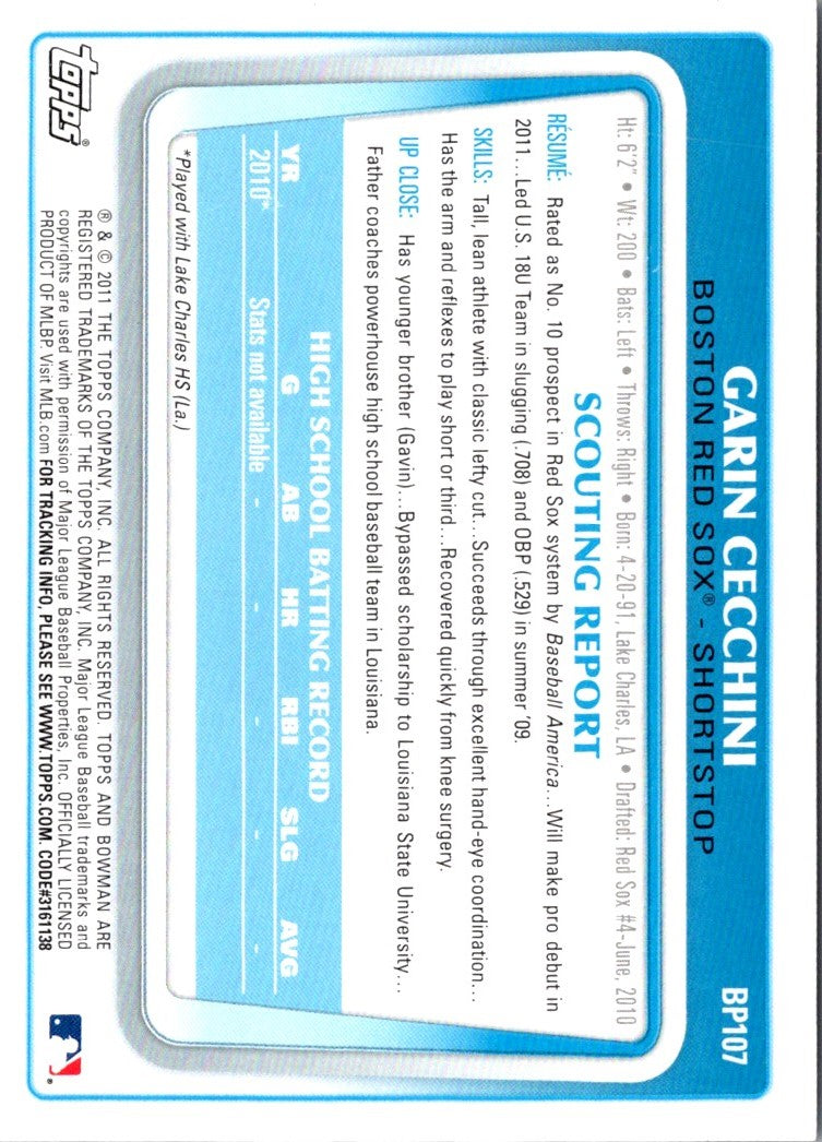 2011 Bowman Prospects Garin Cecchini