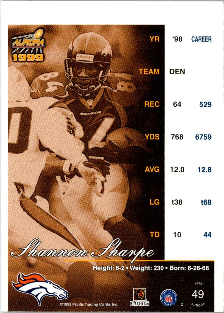 1999 Pacific Aurora Pinstripes Shannon Sharpe