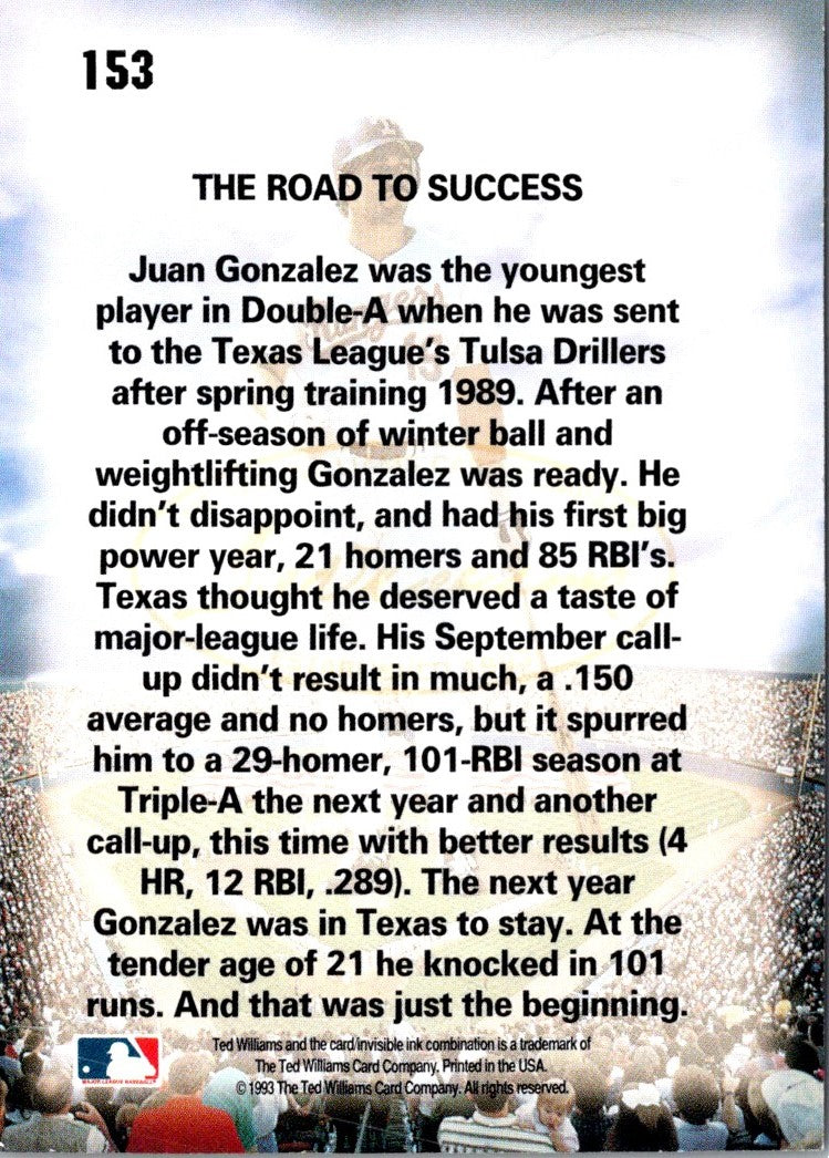 1993 Ted Williams Juan Gonzalez