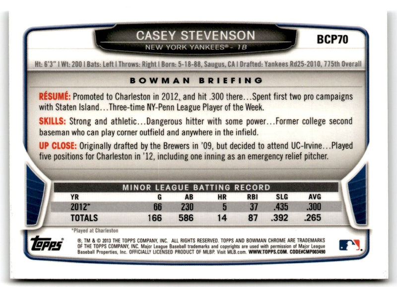 2013 Bowman Chrome Prospects Casey Stevenson