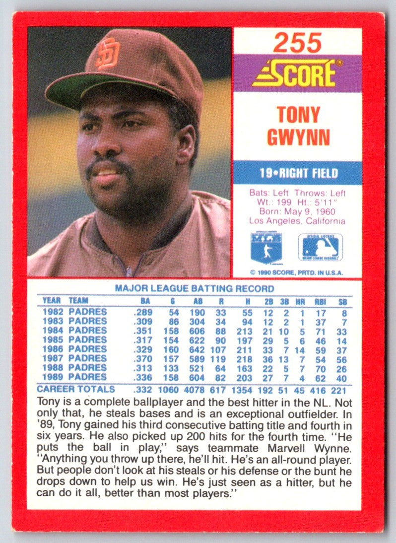 1990 Score Tony Gwynn