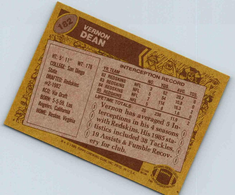 1986 Topps Vernon Dean