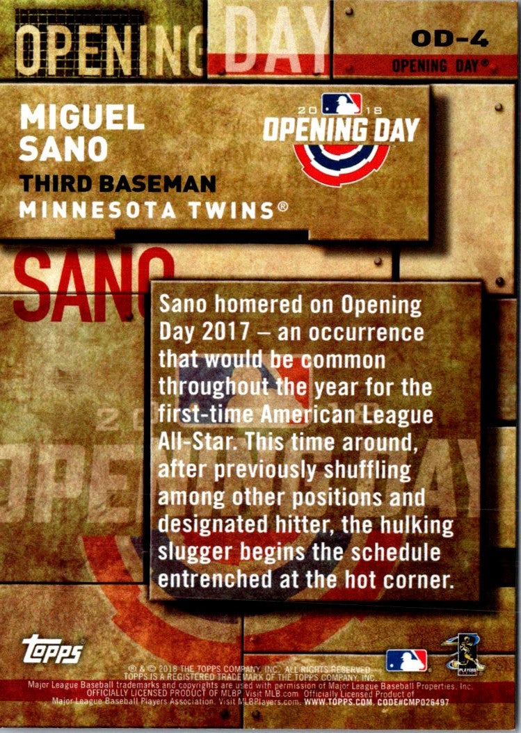 2018 Topps MLB Opening Day Miguel Sano