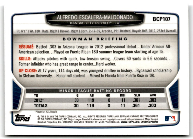 2013 Bowman Chrome Prospects Alfredo Escalera-Maldonado