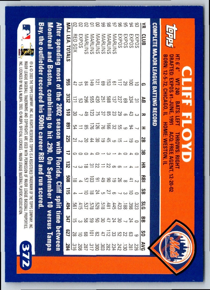 2003 Topps Cliff Floyd