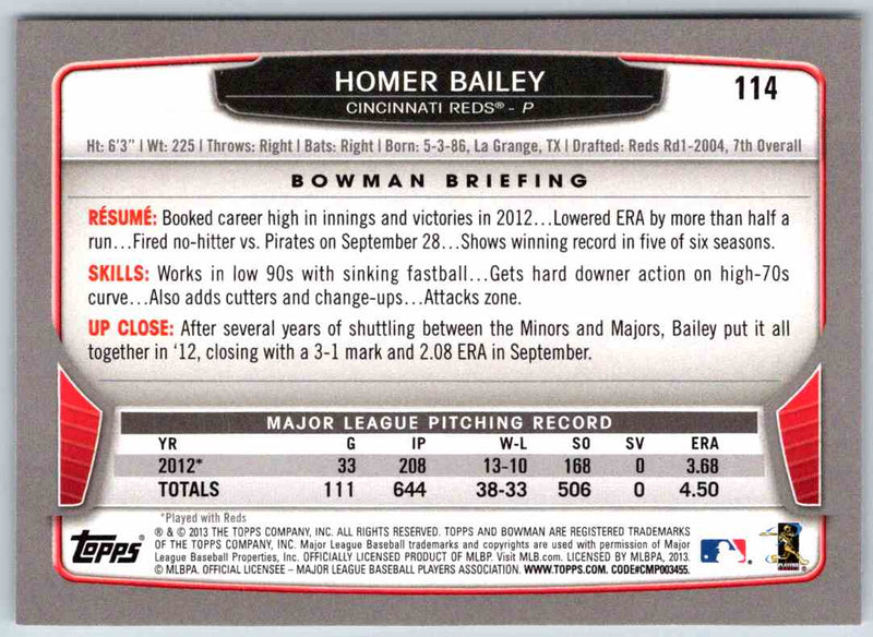 2013 Bowman Homer Bailey