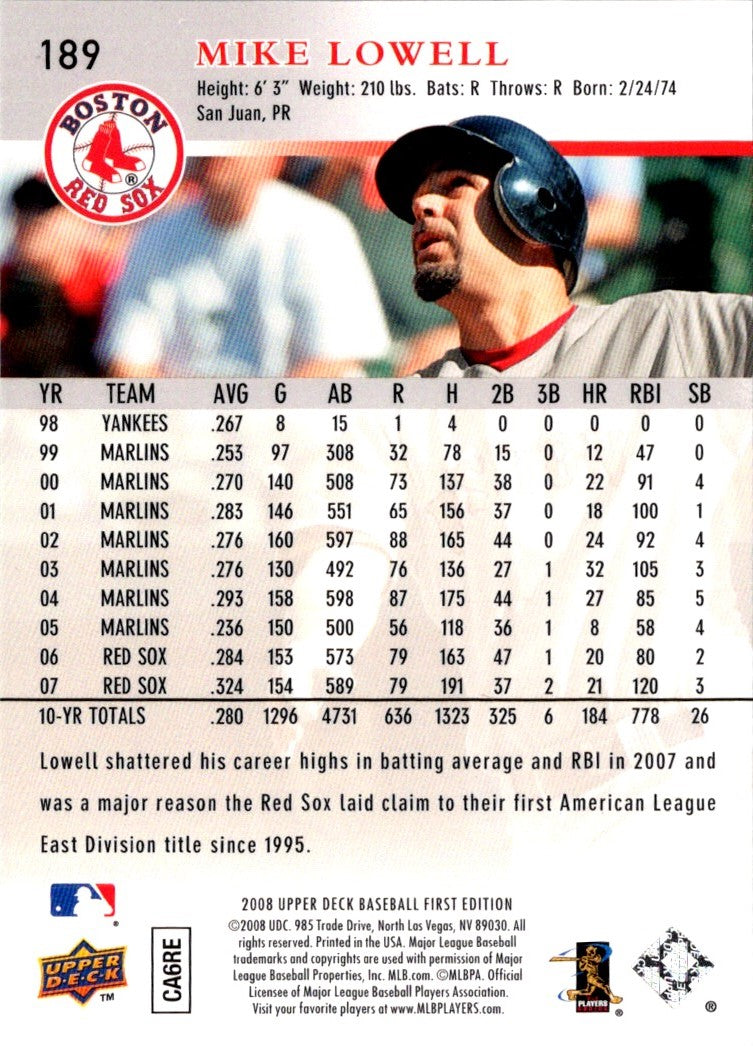 2008 Upper Deck First Edition Mike Lowell