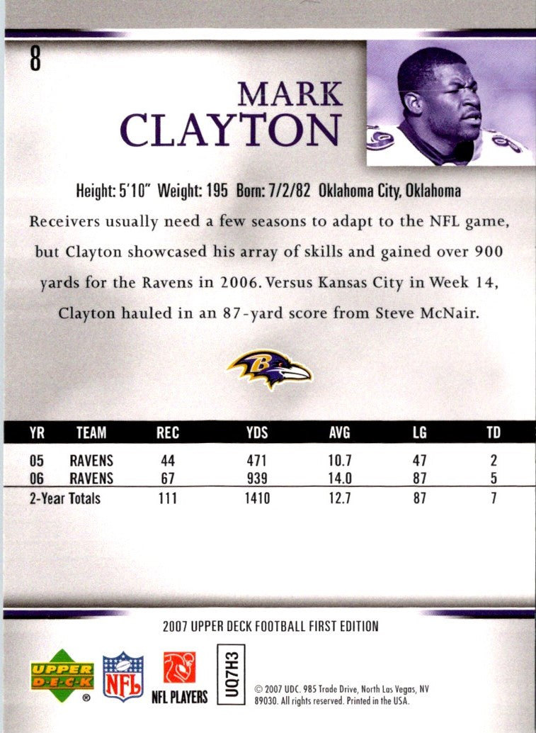 2007 Upper Deck First Edition Mark Clayton