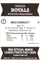 1983 TCMA Omaha Royals Mike Parrott #7