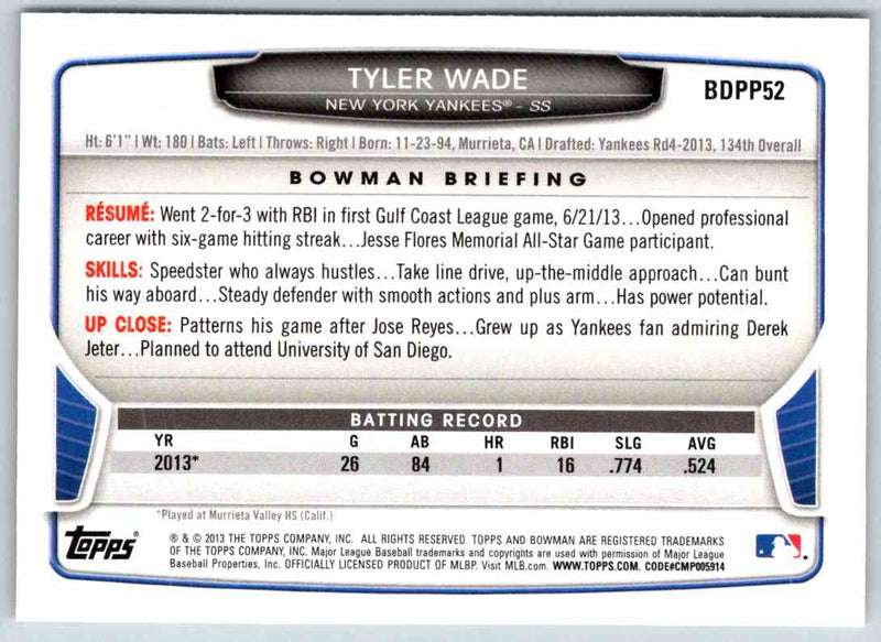 2013 Bowman Tyler Wade