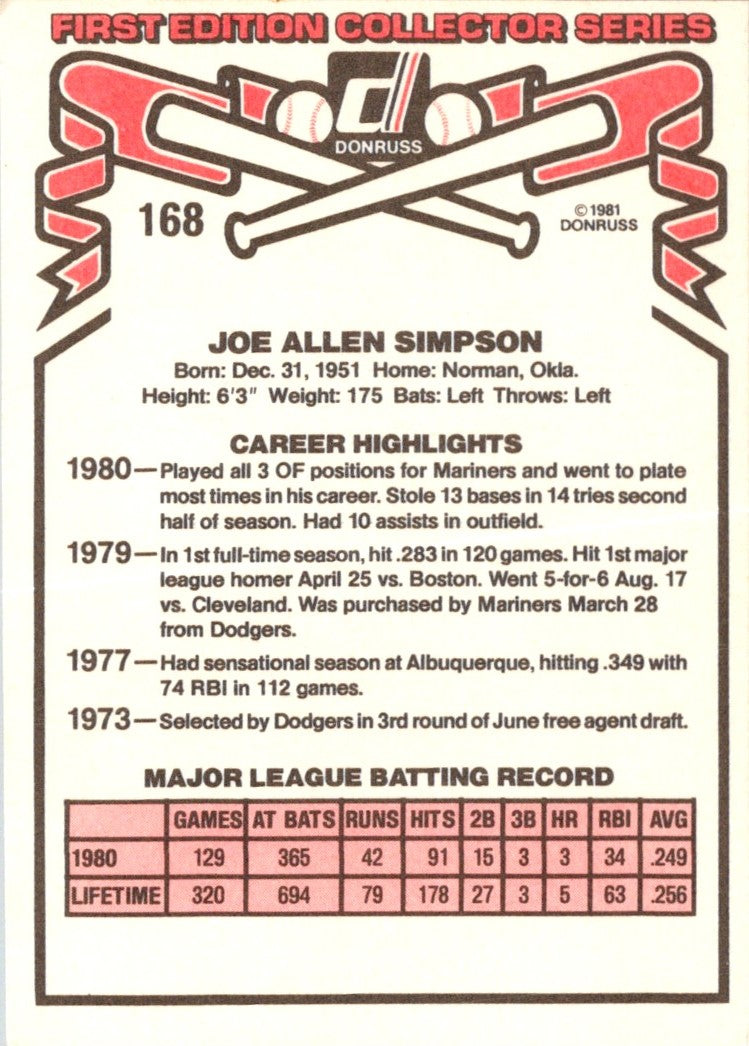 1981 Donruss Joe Simpson