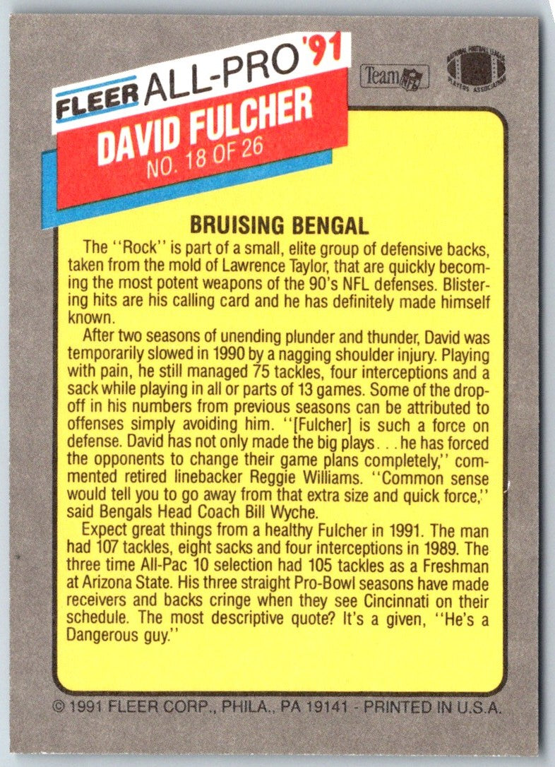 1991 Fleer All-Pro David Fulcher