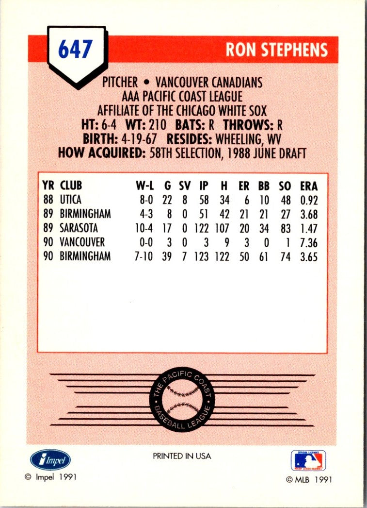 1991 Line Drive AAA Ron Stephens