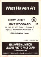 1982 TCMA West Haven A's Mike Woodard #19