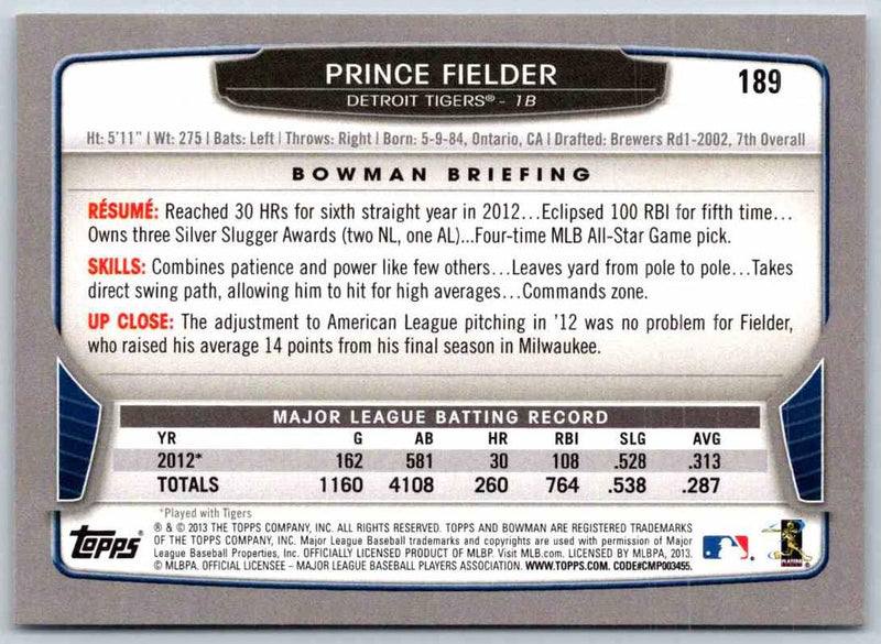 2014 Bowman Prince Fielder