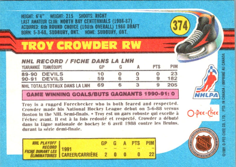 1991 O-Pee-Chee Troy Crowder