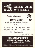 1982 TCMA Glens Falls White Sox Dave Yobs #13